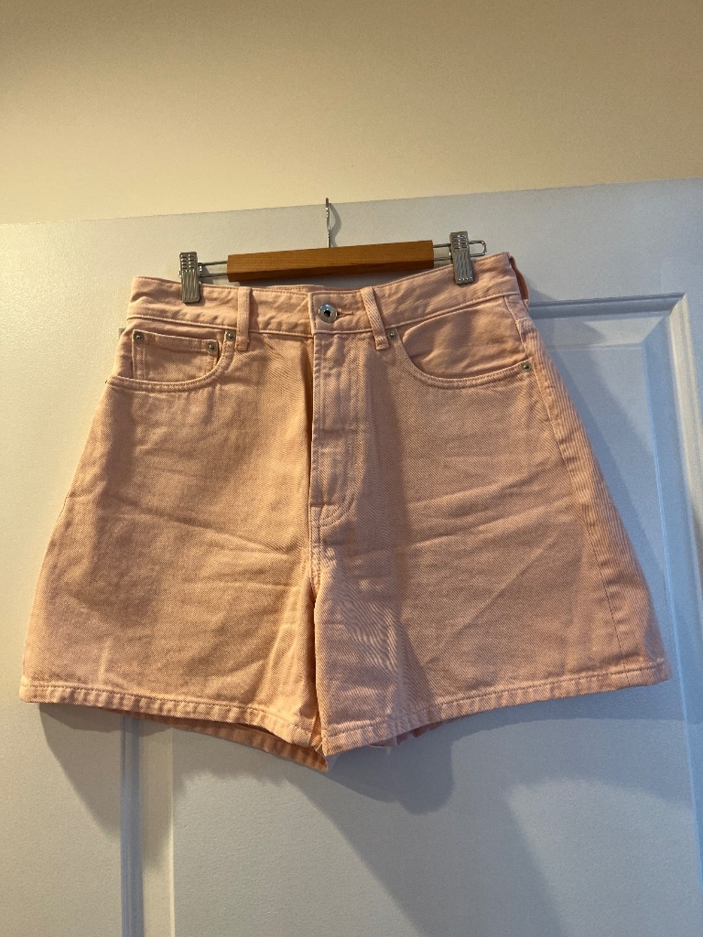 Everlane A-line Denim Short in Garment Dyed Pink